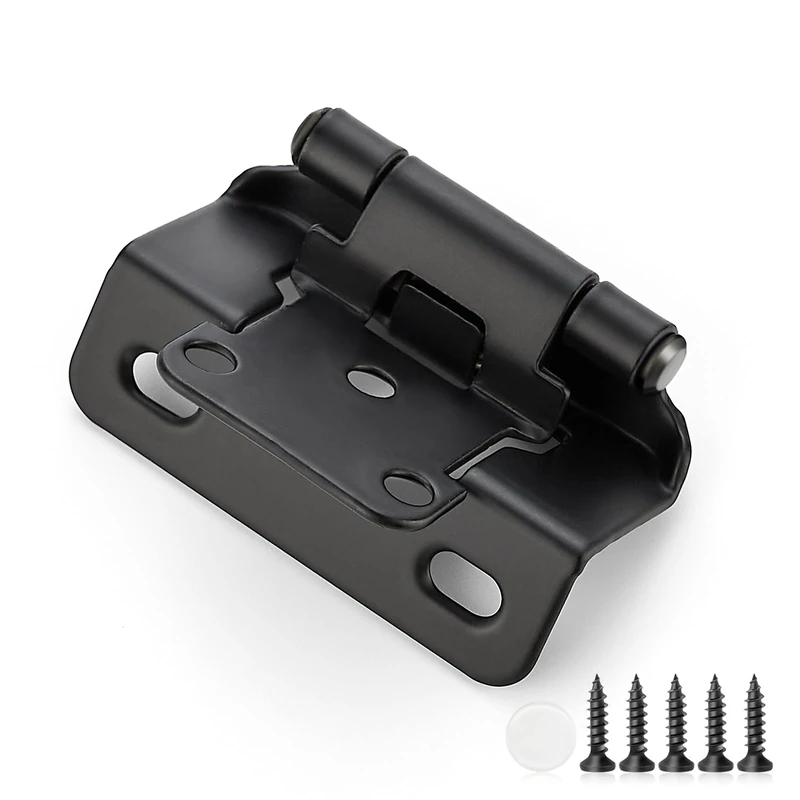 60 Pack 30 Pair Black Cabinet Hinges, 1/2" Semi Wrap Kitchen Hinges
