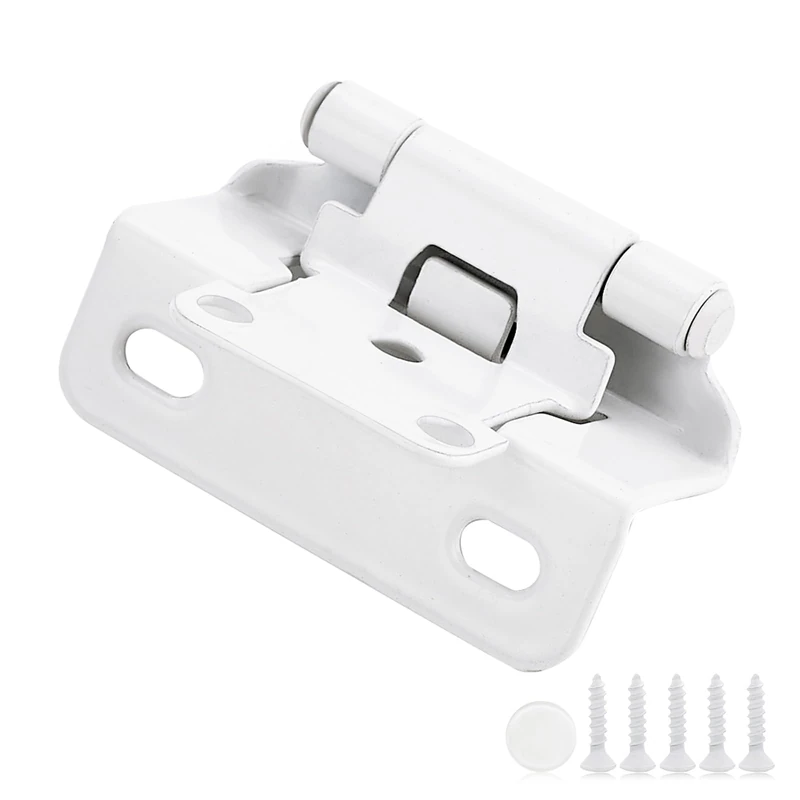 60 Pack 30 Pair White Cabinet Hinges, 1/2" Semi Wrap Kitchen Hinges