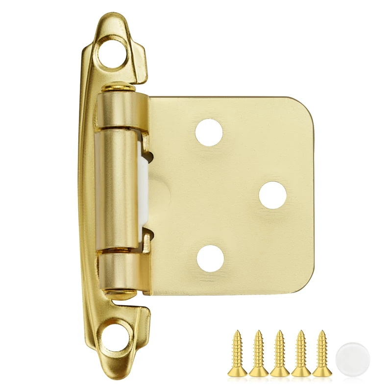 60 Pack 30 Pair Gold Cabinet Hinges, 1/2" Overlay Semi-Concealed Hinges