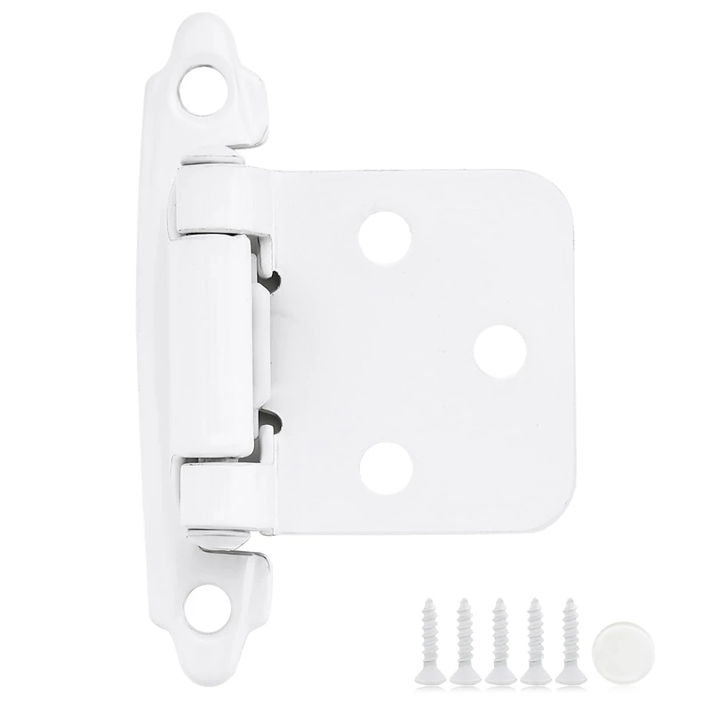 60 Pack 30 Pair White Cabinet Hinges, 1/2" Overlay Semi-Concealed Hinges