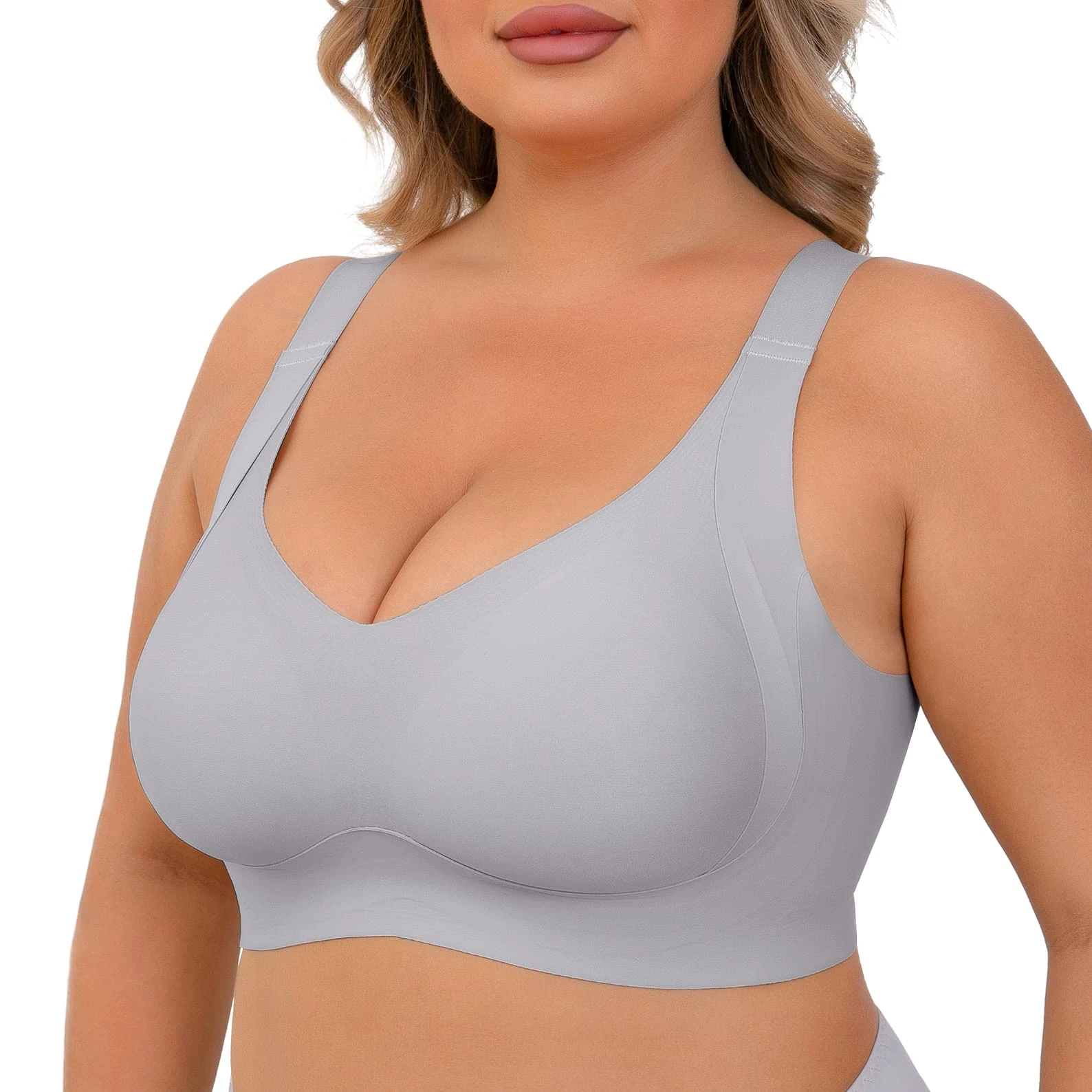 Yommay Soft Comfort Bras for Everyday Wear Padded No Underwire Maternity Sleep Bra,Grey,XL