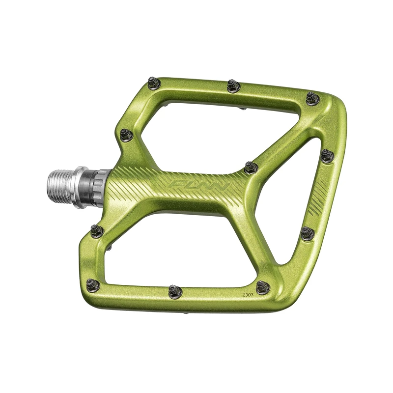 Funn Python Flat Bike Pedals - Wide Platform Bicycle Pedals for BMX/MTB Mountain Bike, 9/16-inch CrMo Axle (Green)