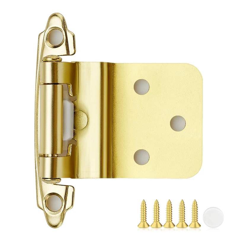 60 Pack 30 Pair Gold Cabinet Hinges, 3/8" Inset Semi-Concealed Hinges