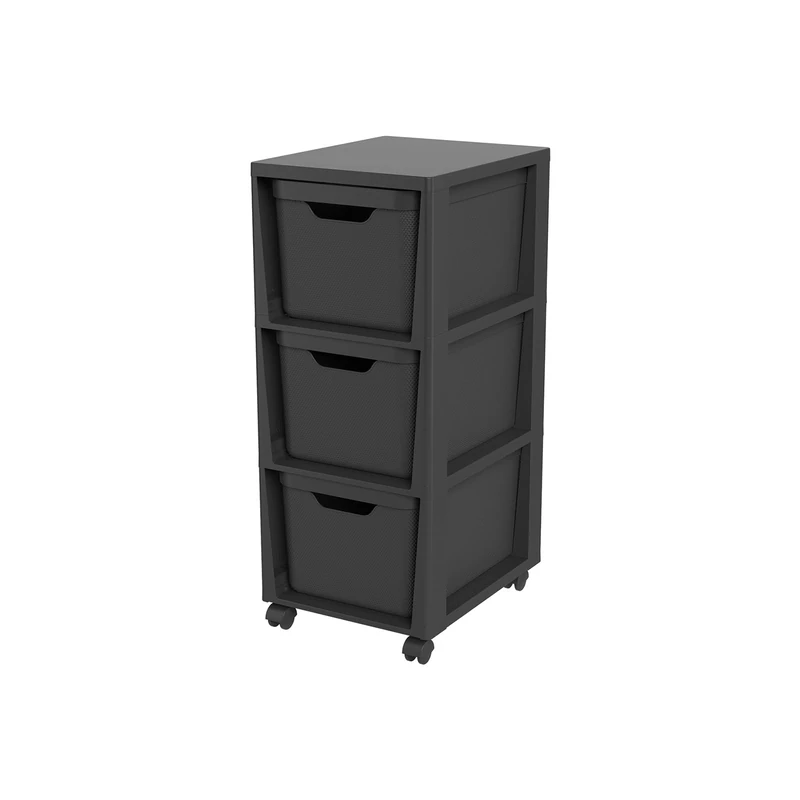 Rotho Jive Tower black Mobile pedestal with 3 drawers, 3 x 16l (37.9 x 30.4 x 32.9 cm)