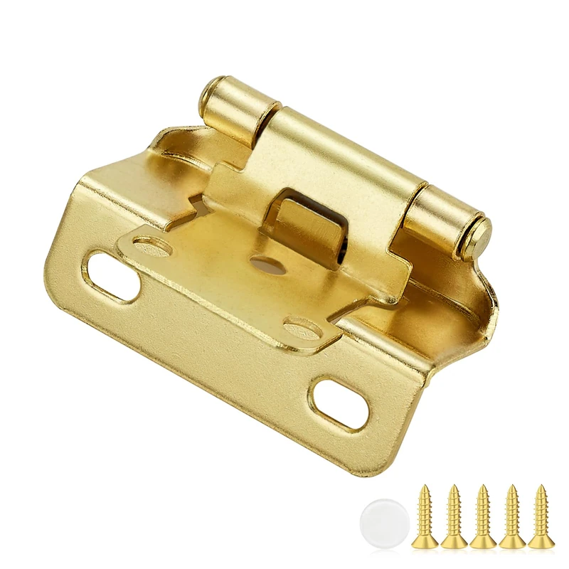 60 Pack 30 Pair Gold Cabinet Hinges, 1/2" Semi Wrap Kitchen Hinges