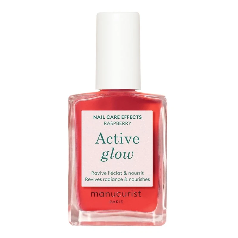Manucurist Active Glow™ Raspberry Colour-Care Hybrid Nail Polish - Vegan & Made in France Ultra-Glowy 2 in 1 Nail Concealer & Care - Pink Polish - Plant-Based - Gifts for Women