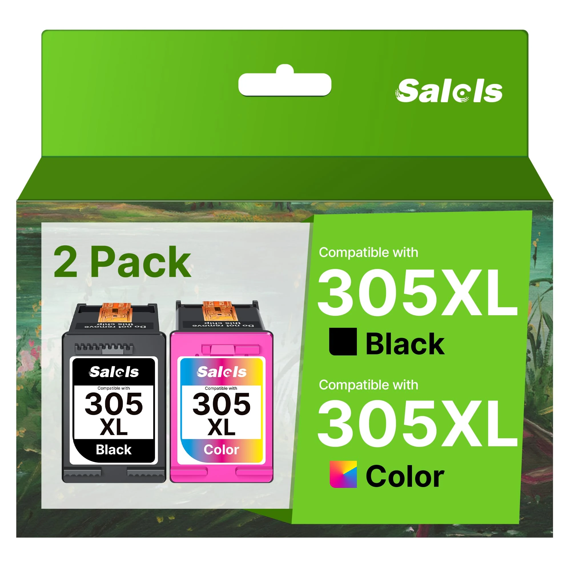 Salols 305XL Ink Cartridges Replacement for HP 305 Ink Cartridges Black and Colour for HP305 XL for HP DeskJet 2820E 2810E 2700 2710e 2720e 4120e 2721e Plus 4100 4120 Envy 6020e 6032e Pro 6430,2-Pack