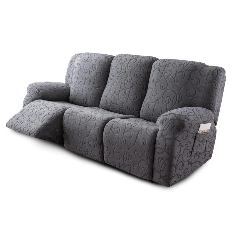 YUEANG Recliner Sofa Covers Sectional Couch Cover for Reclining Couch 3 Seat, 6-Pieces 3 Cushion Sofa Stretch Recliner Sofa Slipcover, Soft Jacquard Furniture Dog Couch Cover Protector