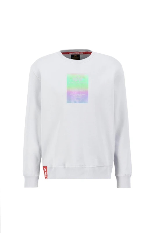 Alpha Industries Rainbow Refl. Label Sweatshirt for Men Pastel Grey