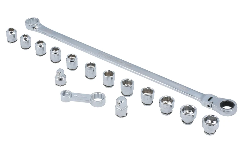 Laser 8662 Extra Long Flexible Ratchet Wrench/Socket Set 16pc