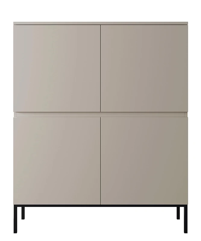 SELSEY Bemmi Tall Chest of Drawers 120.5x100x35 cm,Cashmere Matte Laminated Chipboard with Steel Legs, Push-to-Open System, 8 Shelves for Clothes, Documents or Dinnerware, for Bedroom, Living Room