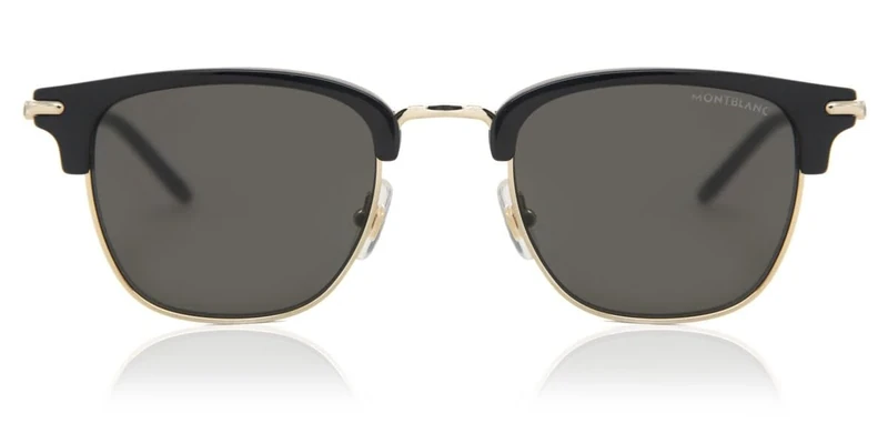 Montblanc Men's Mb0242s-001 Sunglasses, Black-Black-Grey, 50
