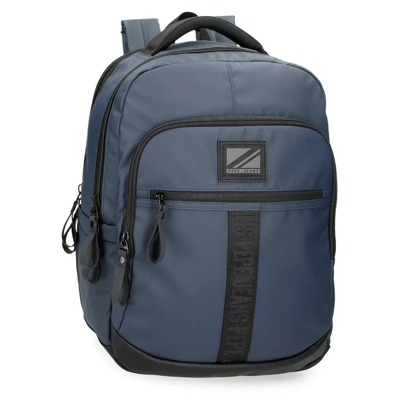 Pepe Jeans Hoxton Black and Blue Polyester PU Laptop Backpack, blue, standard size, pc backpack