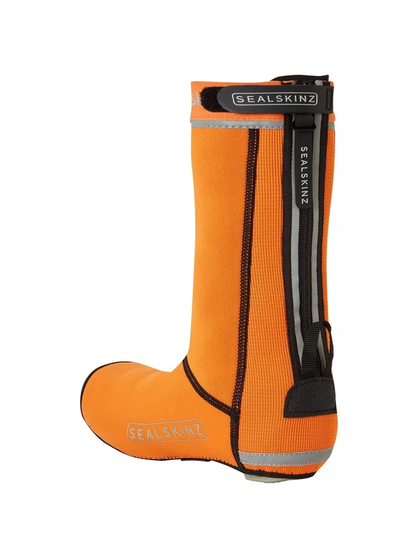 SEALSKINZ | Caston | Unisex All Weather Water-Repellent Cycle Open-Sole Overshoe for Extreme Weather | Cycling Accessories | Easy to Adjust Orange