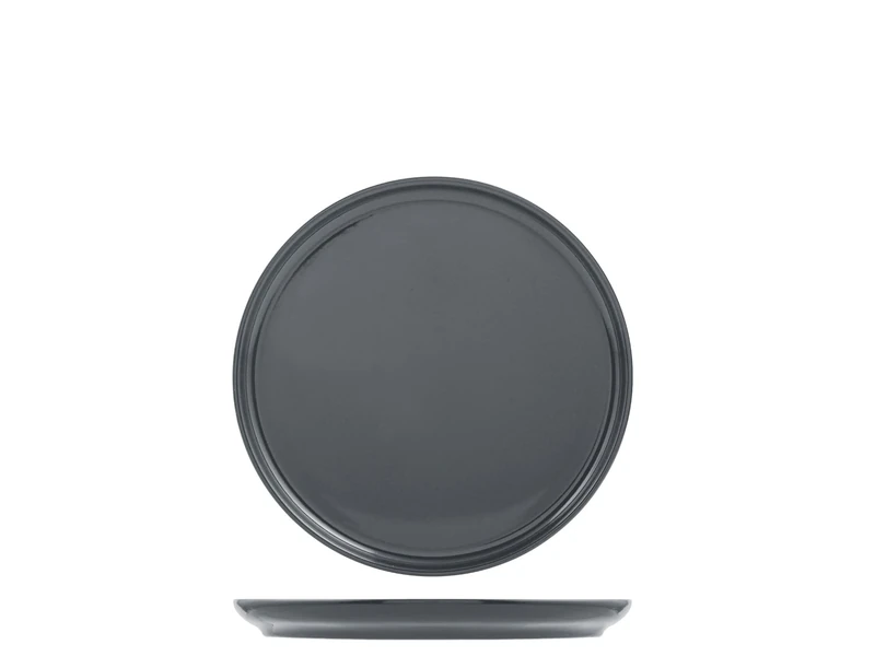 H&H Stockholm Set of 12 Fruit Plates, Stoneware, Grey, 22 cm