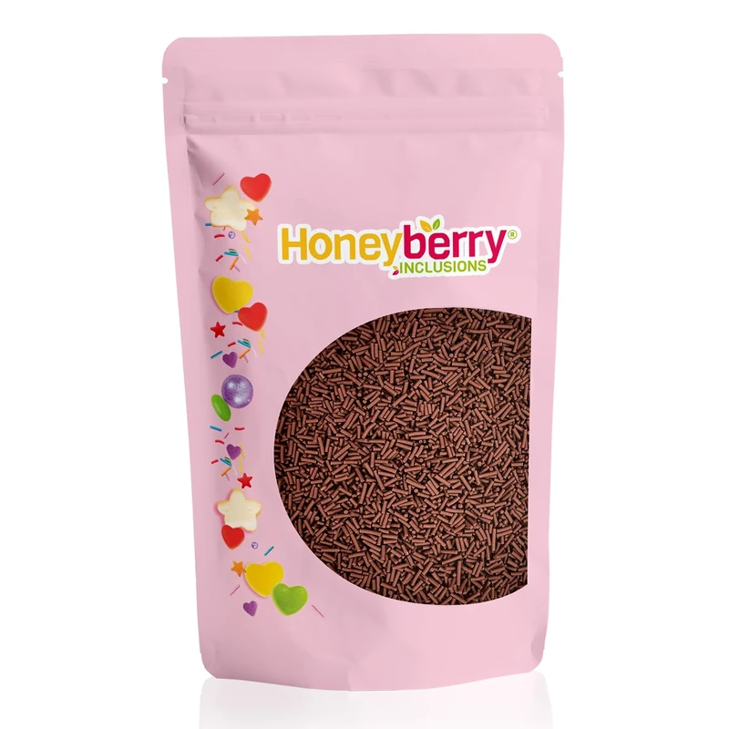 HONEYBERRY INCLUSIONS Cocoa Sugar Strands Sprinkles 200g - Premium Edible Vermicelli Chocolate Style Sprinkles for Baking, Cupcake and Cake Decorations, Ice Cream, Dessert and Icing Decoration Toppers