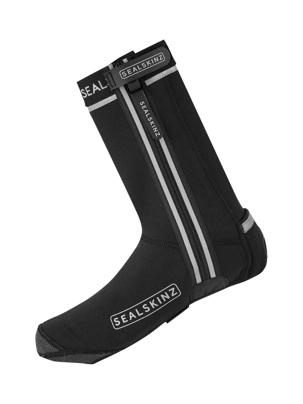 SEALSKINZ | Barsham | Unisex All Weather LED Open Sole Cycle Overshoe for Extreme Weather | Cycling Accessories | Easy to Adjust | High Visibility Black