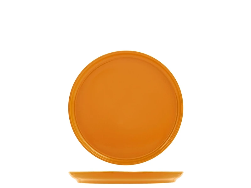 H&H Stockholm Set of 12 Fruit Plates, Stoneware, Orange, 22 cm
