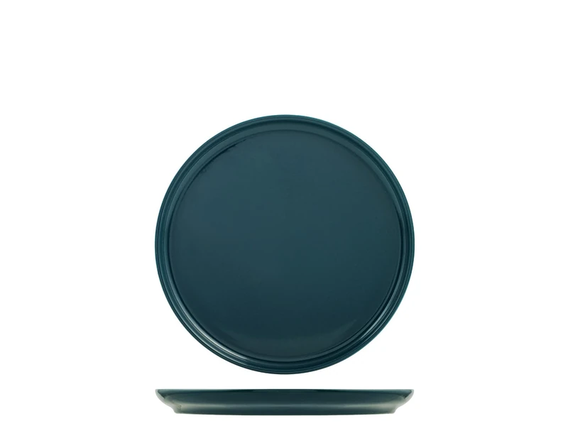 H&H Stockholm Set of 12 Fruit Plates, Stoneware, Blue, 22 cm