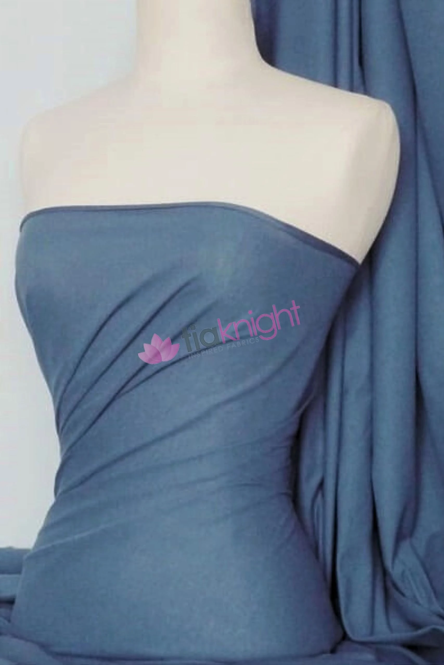 Cotton Lycra Elastane Jersey Fabric | Soft & Breathable 4 Way Stretch Material | 50+ Colours | Oeko-Tex Certified | by Tia Knight (Q35) (Marl Denim)