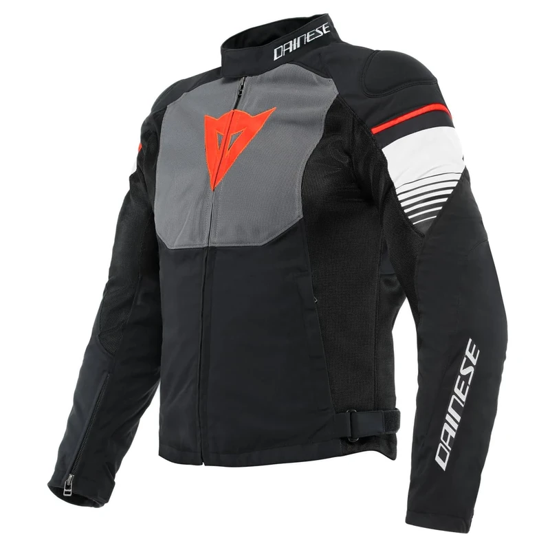 Dainese - Air Fast Tex Jacket, Summer Motorcycle Jacket, Quickdry Fabric, Soft Protections On Shoulders And Elbows, Men's Motorcycle Jacket, Black/Grey/White, 48