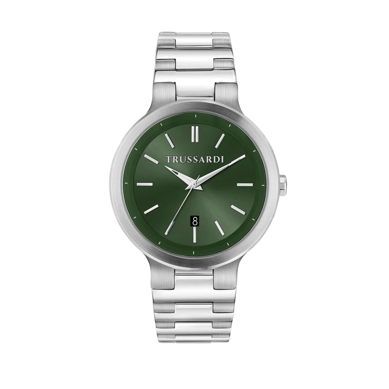 Trussardi Adult Analogue Quartz Watch with Stainless Steel Strap R2453164002, Green, Sunray, One Size, Bracelet