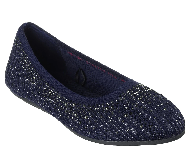 Skechers Women's Cleo 2.0-Glitzy Daze Ballet Flat, Navy, 8