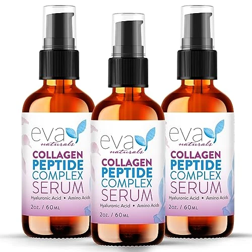 Collagen Peptide Serum - Anti Aging Collagen Serum for Face, Skin Brightening, Reduces Fine Lines & Wrinkles, Heals, and Repairs Skin, Serum with Aloe Vera & Hyaluronic Acid (60 ml) 3 Pack