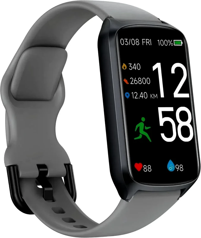 Smart Fitness Watch for Women Men, Fitness Tracker with 24/7 Heart Rate, Blood Oxygen, Blood Pressure, Sleep Tracker, 5ATM Waterproof Activity Trackers with S&L Bands for Android iOS Dark Grey