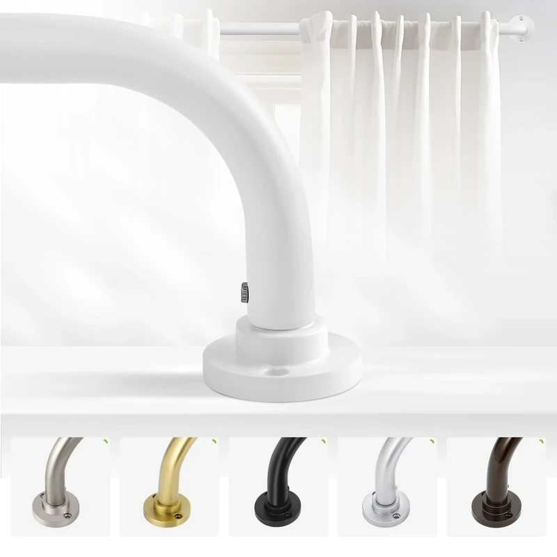 TANGWIN White Wrap Around Curtain Rods,Heavy Duty Curtain Rods for Windows 66 to 120 (5.5-10Ft),1 Inch Adjustable Blackout Curtain Rod,Room Darkening Drapery Rods,Black Out Window Curtain Rod 66-120"