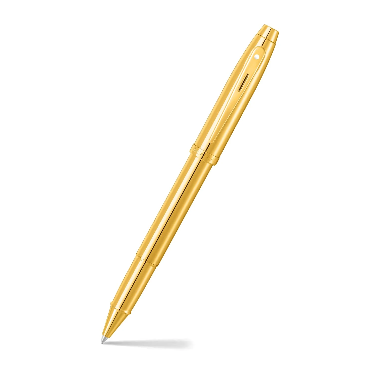 Sheaffer 100 9372 Glossy PVD Gold Rollerball Pen With PVD Gold Trim