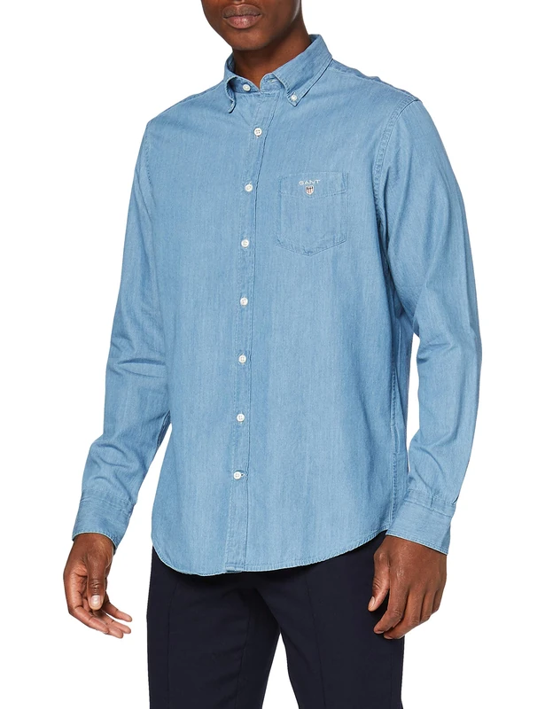 GANT Men's Reg Indigo Bd Shirt, Semi Light Blue, XL
