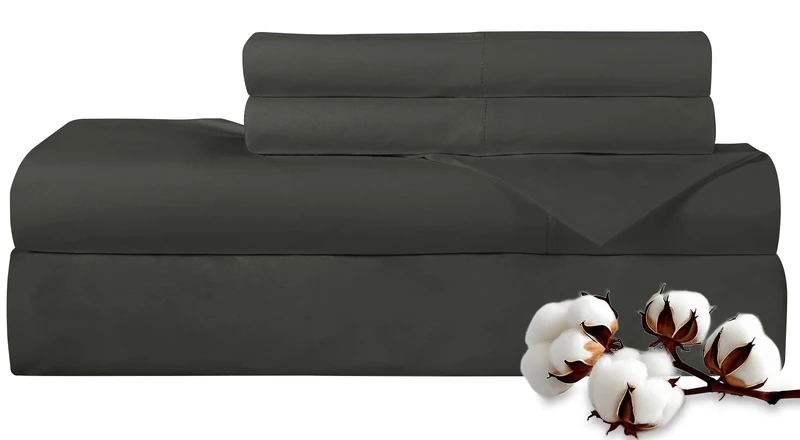 Royale Linens 100% Long Staple Combed Cotton Sheet Set 300 Thread Count 3 Piece Double Bed Sheet Set 1 Fitted Sheet 1 Flat Sheet 1 Pillowcase - Breathable, Cool and