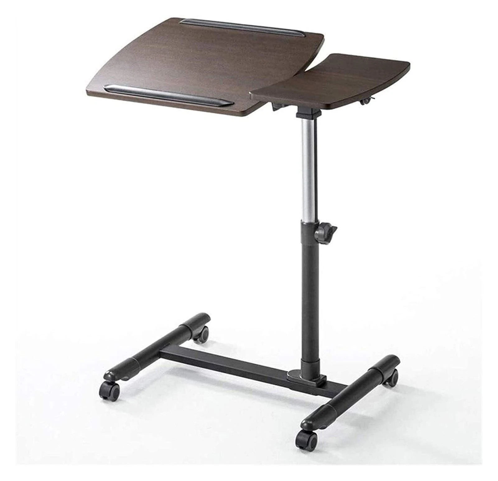 Bedside Desk C-shaped Base Laptop Desk Home Office Adjustable Desks Tilting Sit-Stand Laptop Desk Cart with Mouse Pad Table, Height Adjustable From 58.5-85cm, Sofa/Bedside Study Desk ( Color : Brown )