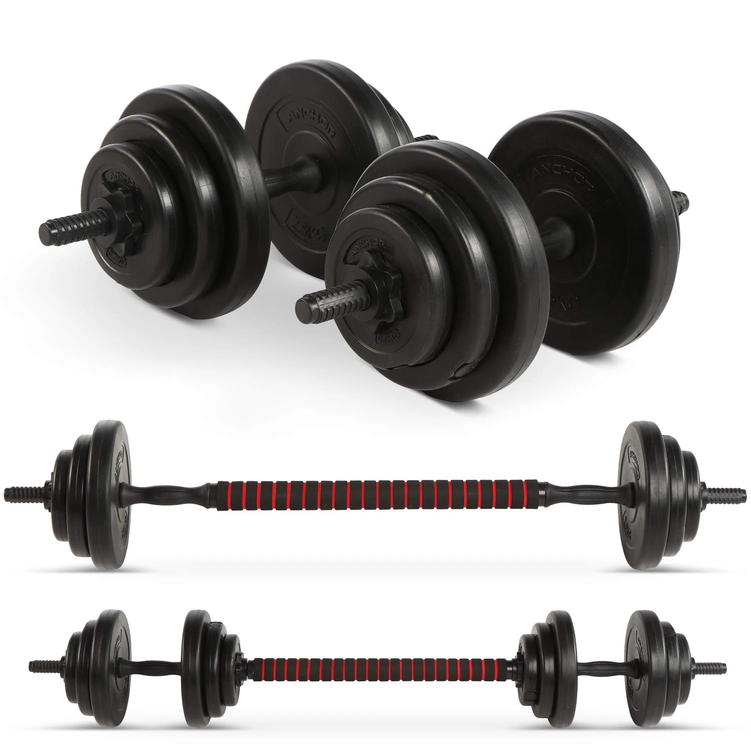 Anchor's Adjustable Dumbbells Weights set for Men Women, Dumbbell hand weight Barbell Perfect for Bodybuilding fitness weight lifting training home gym equipment free weights (20), Black
