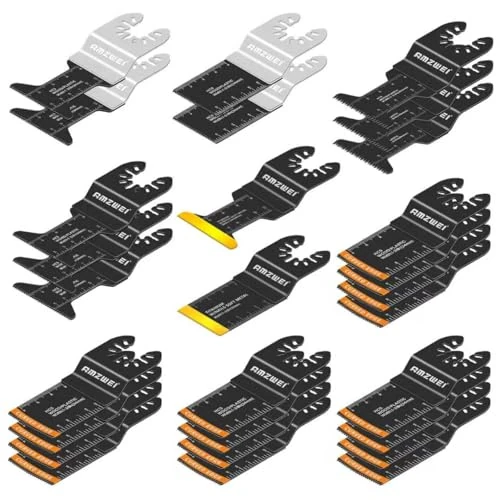 30 PCS Oscillating Tool Blade, Premium Titanium Multi Tool Blades Kits for Wood Plastics Metal, Quick Release Oscillating Saw Blades