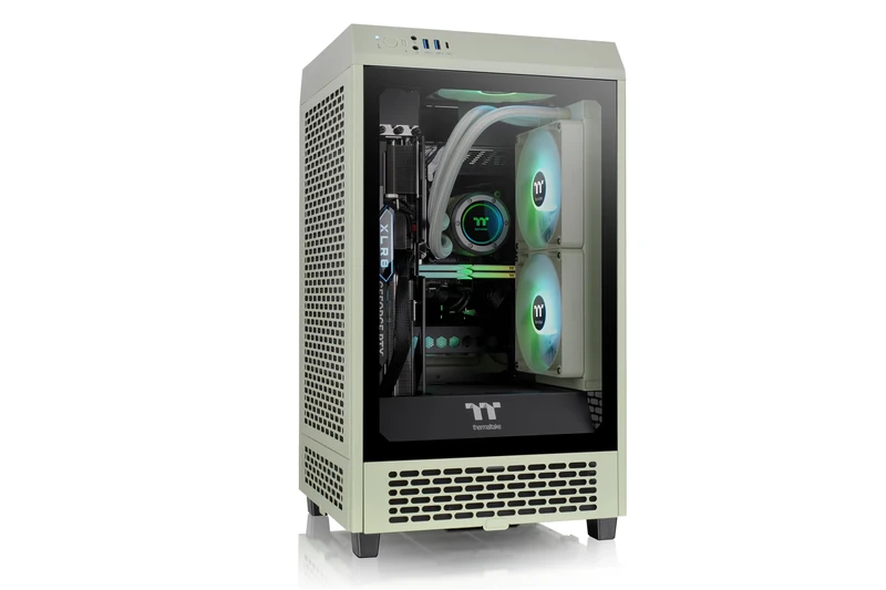 Thermaltake Tower 200 Matcha Green/Mini-ITX Computer Case/ 2x140mm Pre-Installed Black CT140 Fans/ 3 Year Warranty