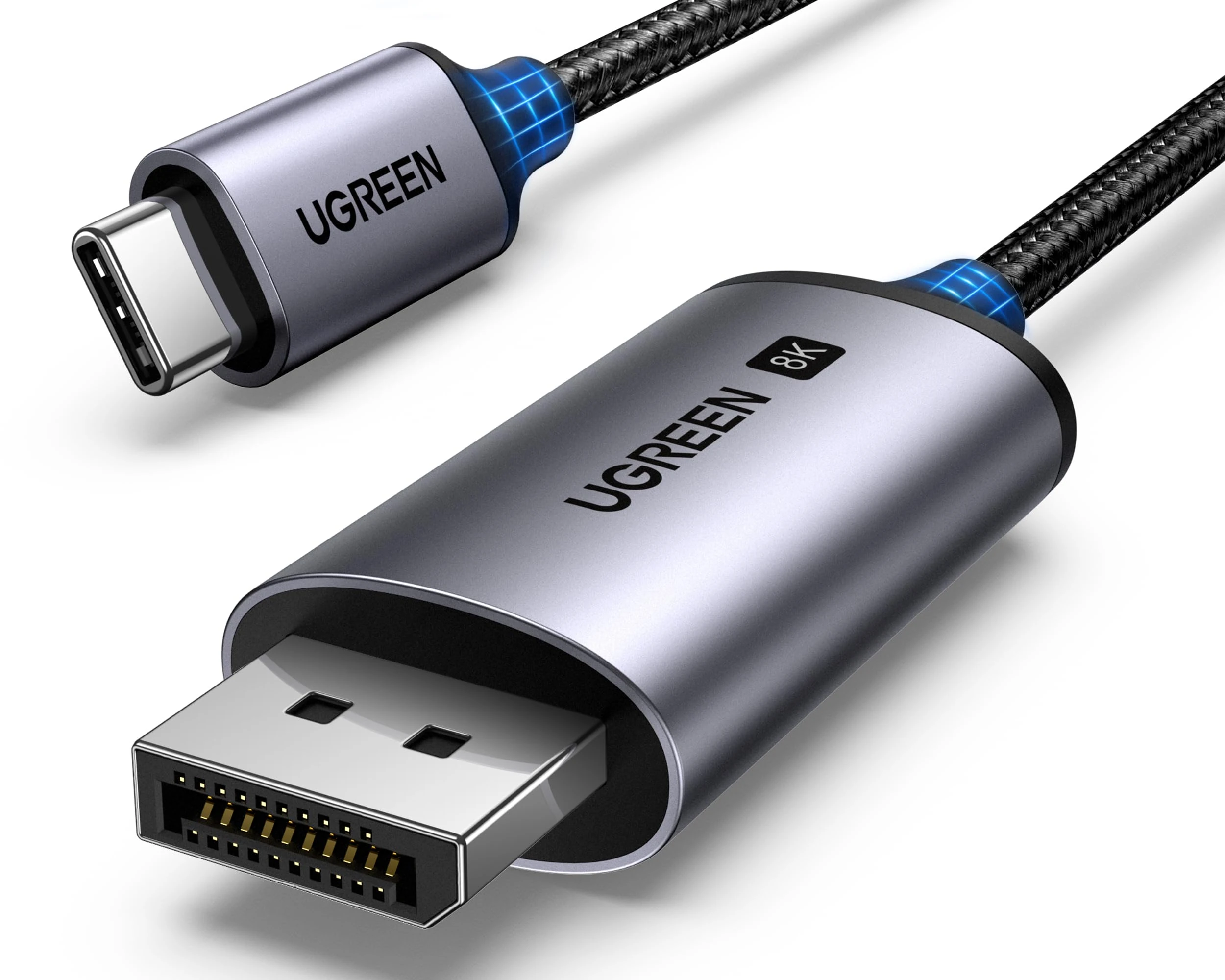 UGREEN USB C to DisplayPort Cable 8K@60Hz 4K@240/144/120Hz Type C Thunderbolt 3/4/5 DP 1.4 HDR VRR Free-Sync ALLM Compatible for MacBook iMac Mac Mini iPad Pro XPS Surface iPhone 16 15 Galaxy S25(3M)