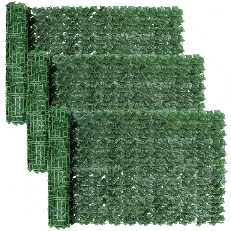 SUNJULY Artificial Ivy Privacy Fence Screen, Expandable Artificial Hedges Fence and Faux Ivy, Garden Privacy Screening Wall Panel Vine Leaf Decoration, UV Resistant (1M*3M) (3PCS)