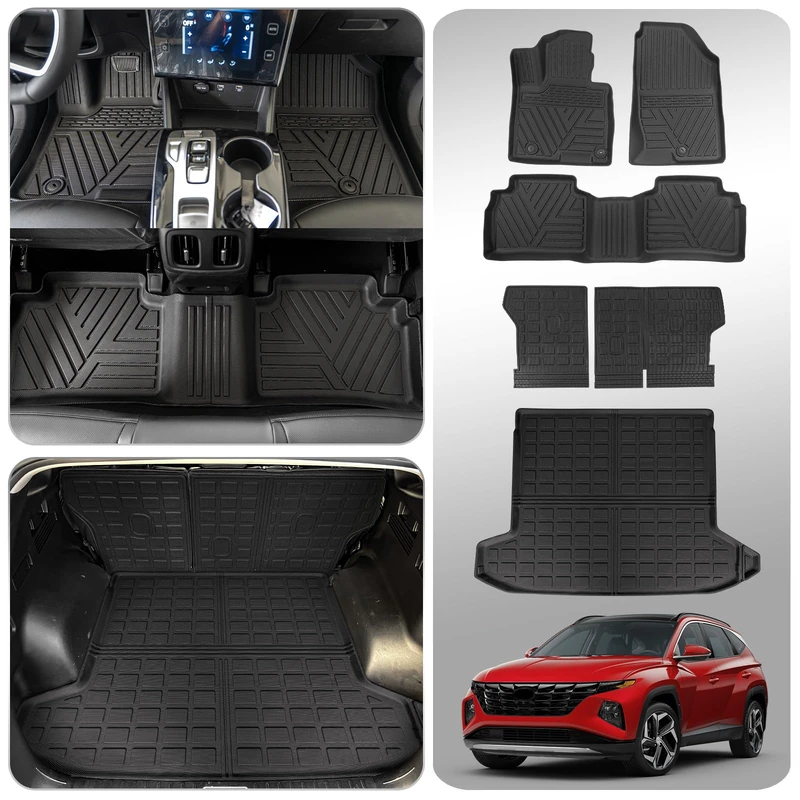 Thinzyou 2022 2023 Hyundai Tucson Floor Mats, Trunk Mat & Back Seat Cover Protector Set (TPE All Weather)