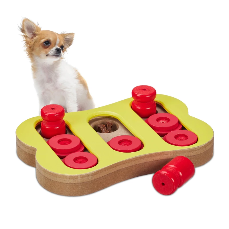Relaxdays Intelligence Toy for Dogs, Hide Treats, Interactive Canine Learning, MDF, 2.5 x 19.5 x 14 cm, Multicoloured