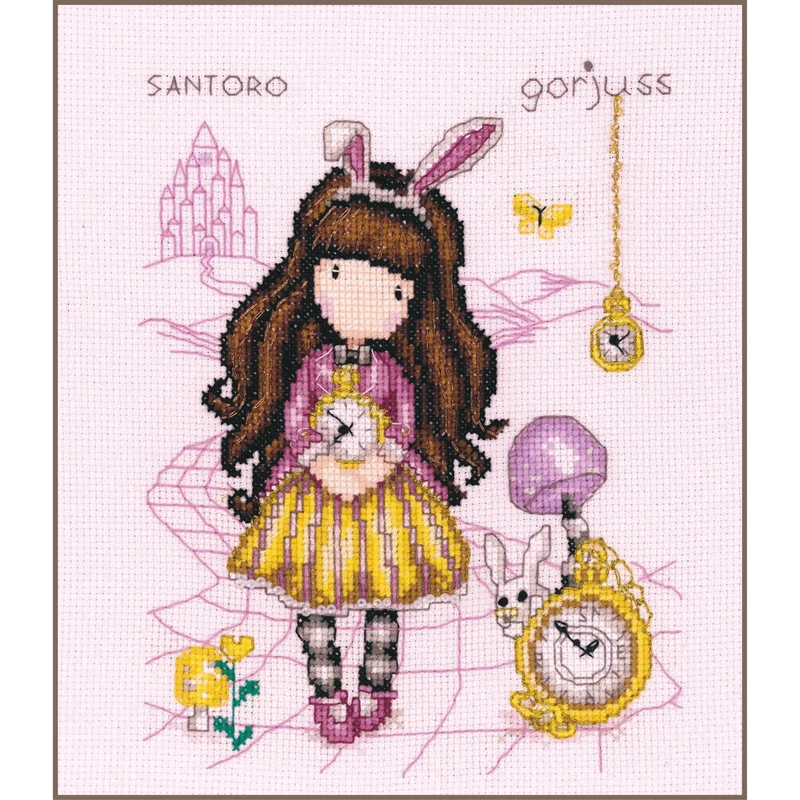 Vervaco Gorjuss Just One Second Counted Stitch Kit, Pink, ca. 19 x 23 cm