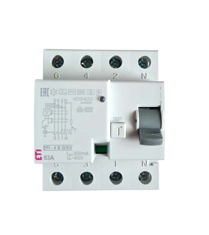 as - Schwabe Residual Current Circuit Breaker – FI Circuit Breaker – 4-Pin / 63 A/300 mA/Type B – All-Current Sensitive – Shock Current Resistance > 5,000 A – Max. Backup 100 A – 4TE – White – IP20,