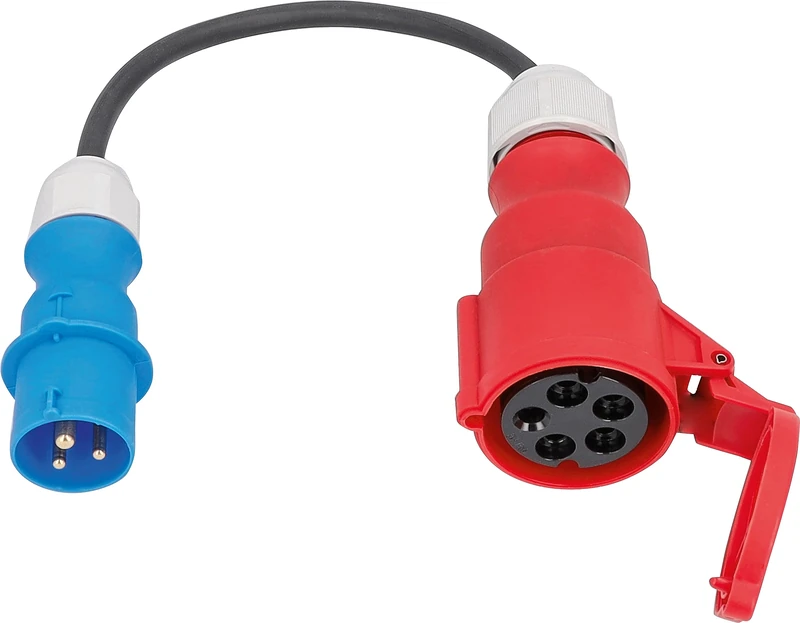 as - Schwabe Adapter Cable E3 0.3 m H07RN-F 3G2.5, CEE Plug 230 V 16 A 3-Pin CEE Coupling Red 400 V 16 A 5-Pin with Hinged Lid 230 V 16 A Max. 3,500 W, IP44, 61372