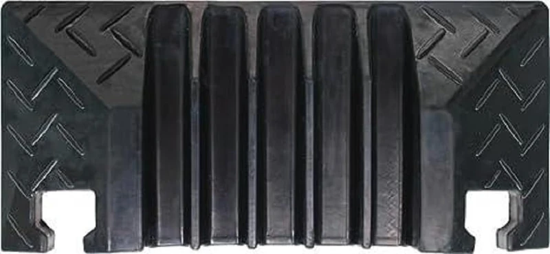as - Schwabe End Piece for Cable Bridge 5K, 5 Channel, Solid Rubber, Black, Yellow, Load Capacity up to 20t, L x W x H: 200 x 500 x 50 mm, Channel Size 40 x 40 mm, 63257 - Image 1