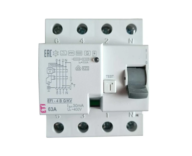 as - Schwabe Residual Current Circuit Breaker - FI Circuit Breaker - 4-Pin / 63 A/30 mA/Type B - All-Current Sensitive - Shock Current Resistance > 5,000A - Max. Backup 100A - 4TE - White - IP20,