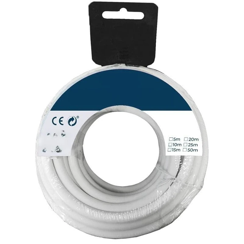 Tubular Hose Reel 15M, White Coil Wire, Electrical Cable for Large appliances, Cable Section 3 x 2.5 mm