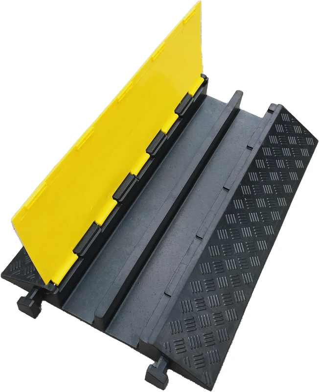 as - Schwabe 63228 Cable Bridge 2K Maxi, 2 Channels, Solid Rubber, Black, Load Capacity up to 10t, L x W x H: 885 x 580 x 75 mm, Channel Size 95 x 75 mm