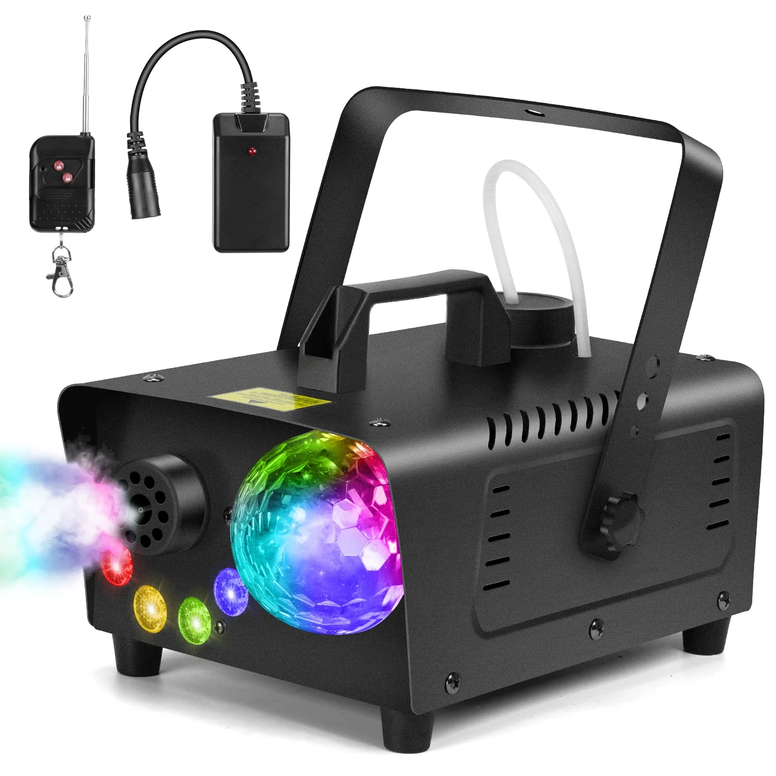 Katomi 800W Fog Machine with Sound Activated Super Beautiful Crystal Magic Ball, Wireless Remote-Controlled Smoke Machine with 4 LED Lights,Huge Fog Output for DJ Parties,Halloween, Christmas,Wedding