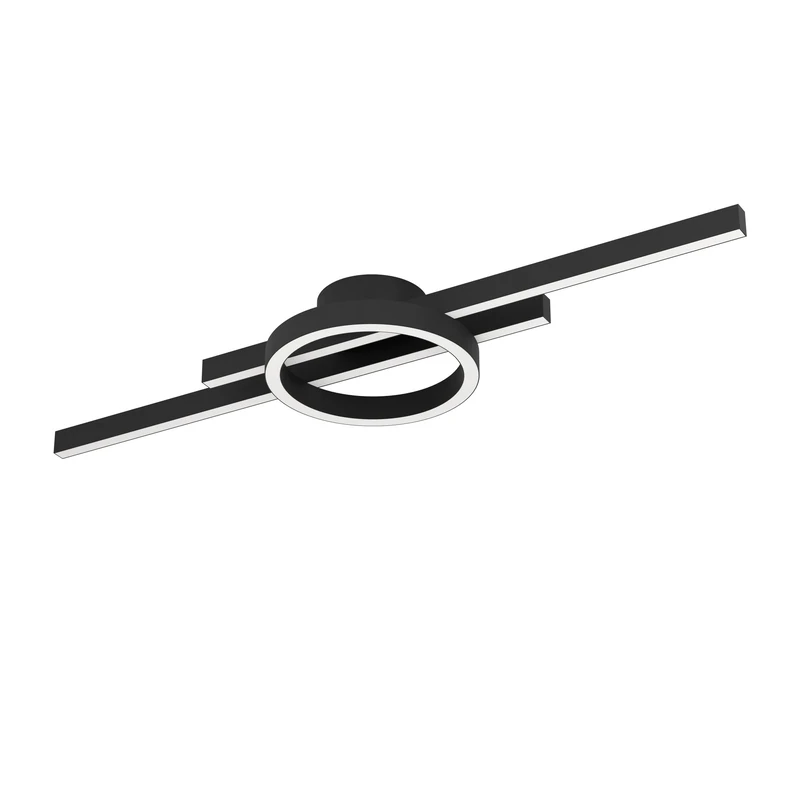 EGLO LED ceiling light fixture Amandolo, dimmable ceiling lamp with remote control, geometric living room and bedroom lighting made of black metal, warm white-cool white, RGB backlight